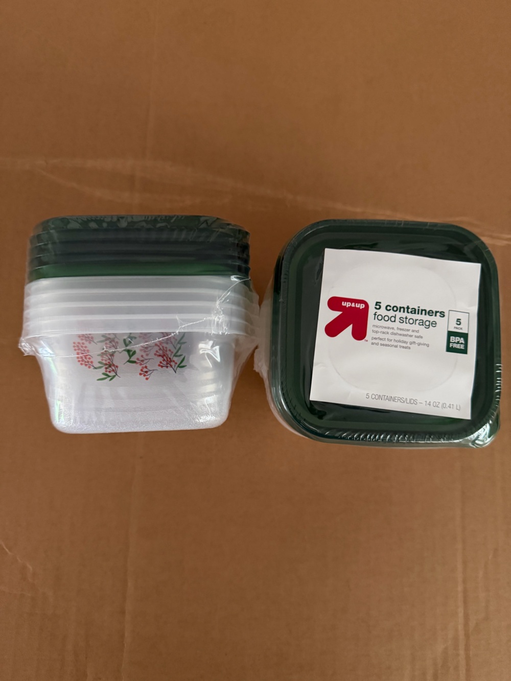 2 Green Plastic Food Storage Containers - 5 Pack (10 total)